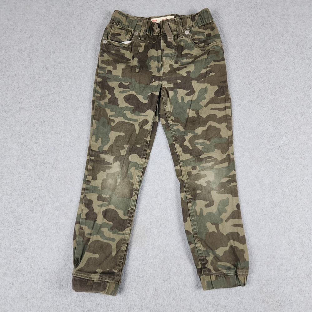Levis Jogger Pants Boys 7 Green Camouflage Utility Drawstring Waist Tapered Leg